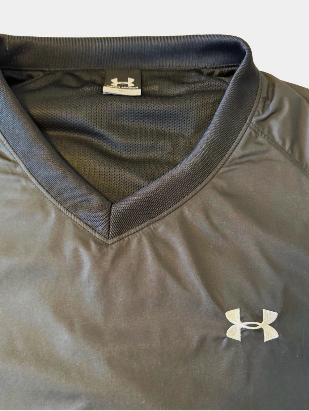 Under Armour Black V-Neck Performance Polo with White Logo